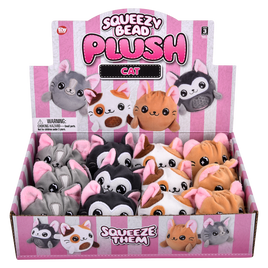 Squeezy Bead Plush Cat - 12 pc