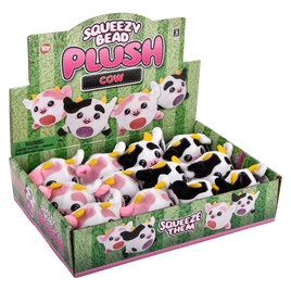 Squeezy Bead Plush Cow - 12 pc