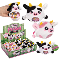 Squeezy Bead Plush Cow - 12 pc