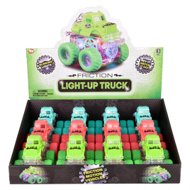 Light Up Friction Gear Big Wheel Truck - 12 pc